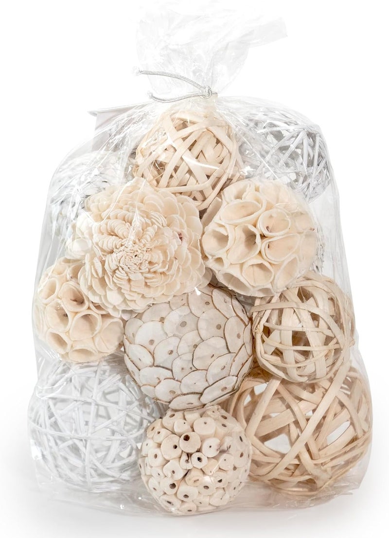 ANDALUCA Decorative Balls Bag Bowl Filler Home Decor (White) - Image 1